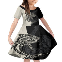 Personalised Polynesia Fishing Family Matching Off Shoulder Short Dress and Hawaiian Shirt With Maori Hei Matau Fish Hook Gold Art LT9 - Wonder Print Shop