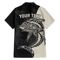 Personalised Polynesia Fishing Family Matching Off Shoulder Short Dress and Hawaiian Shirt With Maori Hei Matau Fish Hook Gold Art LT9 - Wonder Print Shop