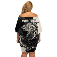Personalised Polynesia Fishing Family Matching Off Shoulder Short Dress and Hawaiian Shirt With Maori Hei Matau Fish Hook Gold Art LT9 - Wonder Print Shop