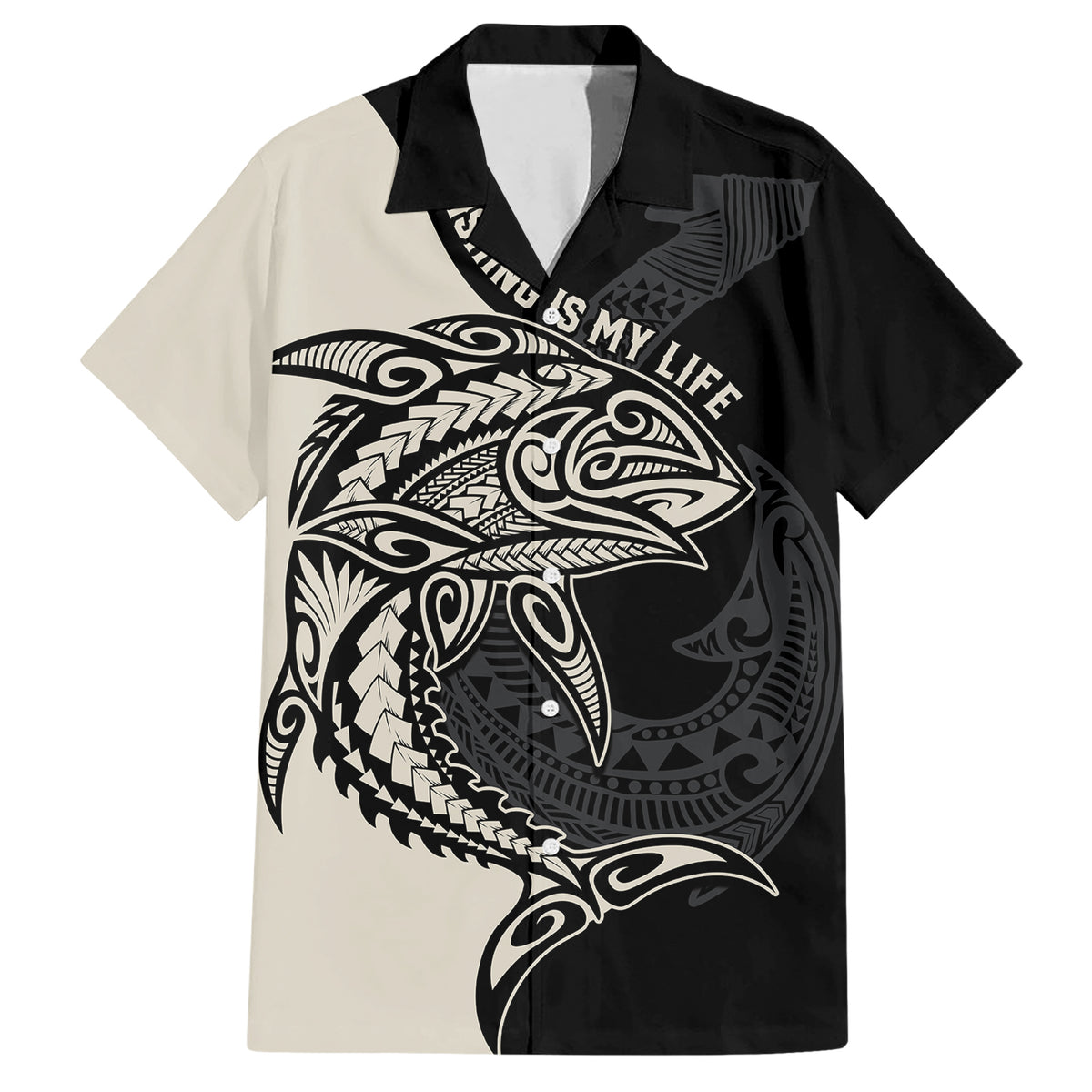 Personalised Polynesia Fishing Hawaiian Shirt With Maori Hei Matau Fish Hook Gold Art - Wonder Print Shop