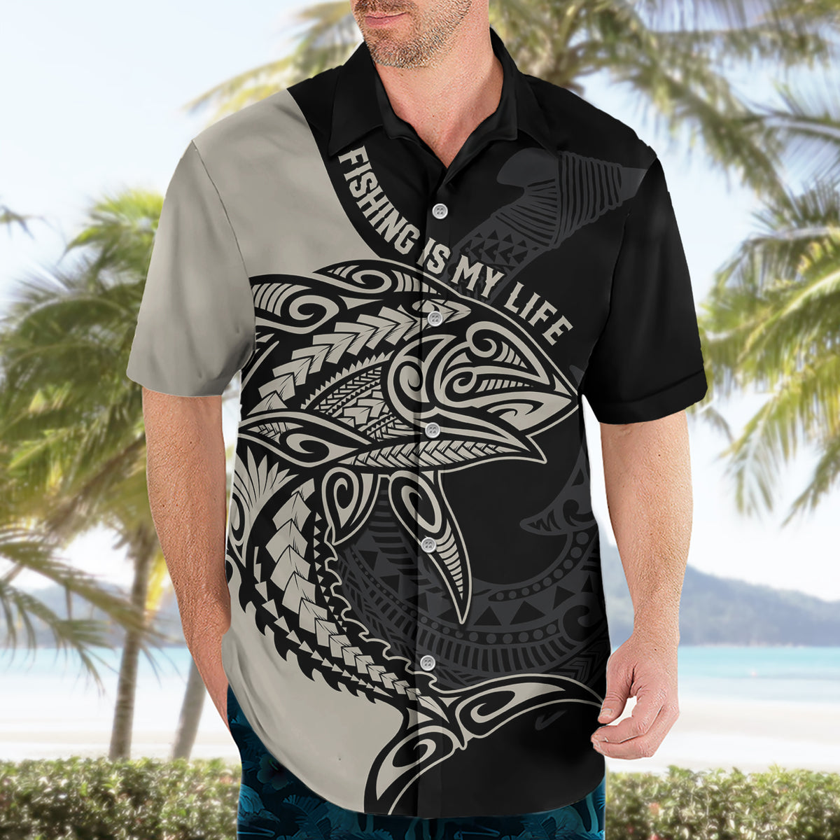 Personalised Polynesia Fishing Hawaiian Shirt With Maori Hei Matau Fish Hook Gold Art - Wonder Print Shop
