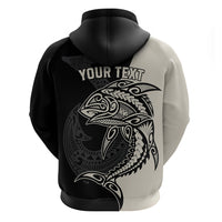 Personalised Polynesia Fishing Hoodie With Maori Hei Matau Fish Hook Gold Art - Wonder Print Shop