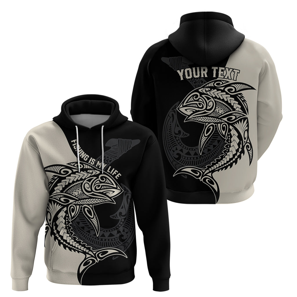 Personalised Polynesia Fishing Hoodie With Maori Hei Matau Fish Hook Gold Art - Wonder Print Shop