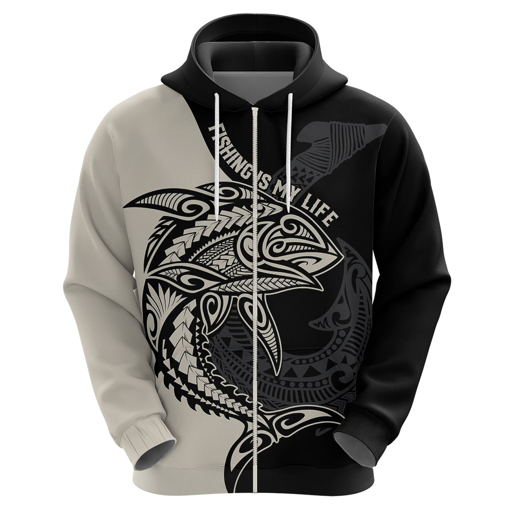 Personalised Polynesia Fishing Hoodie With Maori Hei Matau Fish Hook Gold Art - Wonder Print Shop
