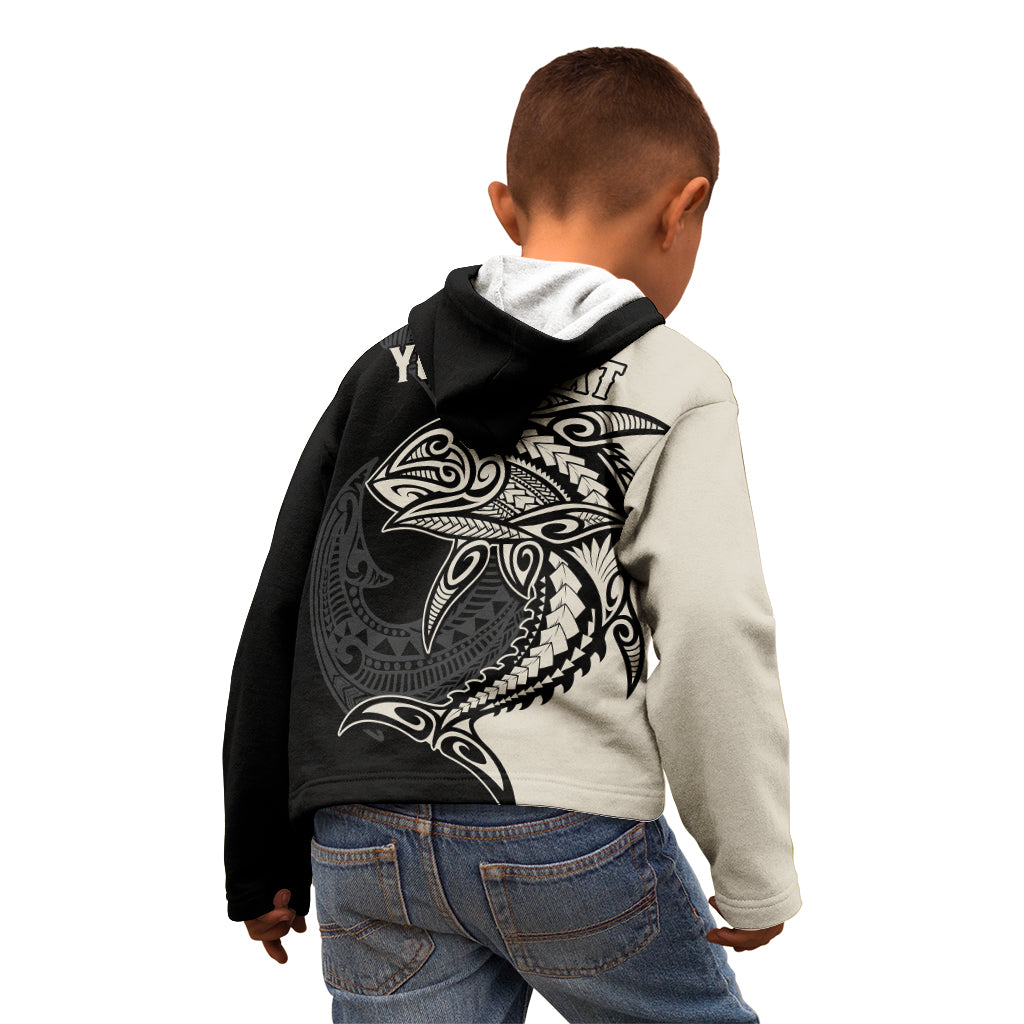 Personalised Polynesia Fishing Kid Hoodie With Maori Hei Matau Fish Hook Gold Art - Wonder Print Shop