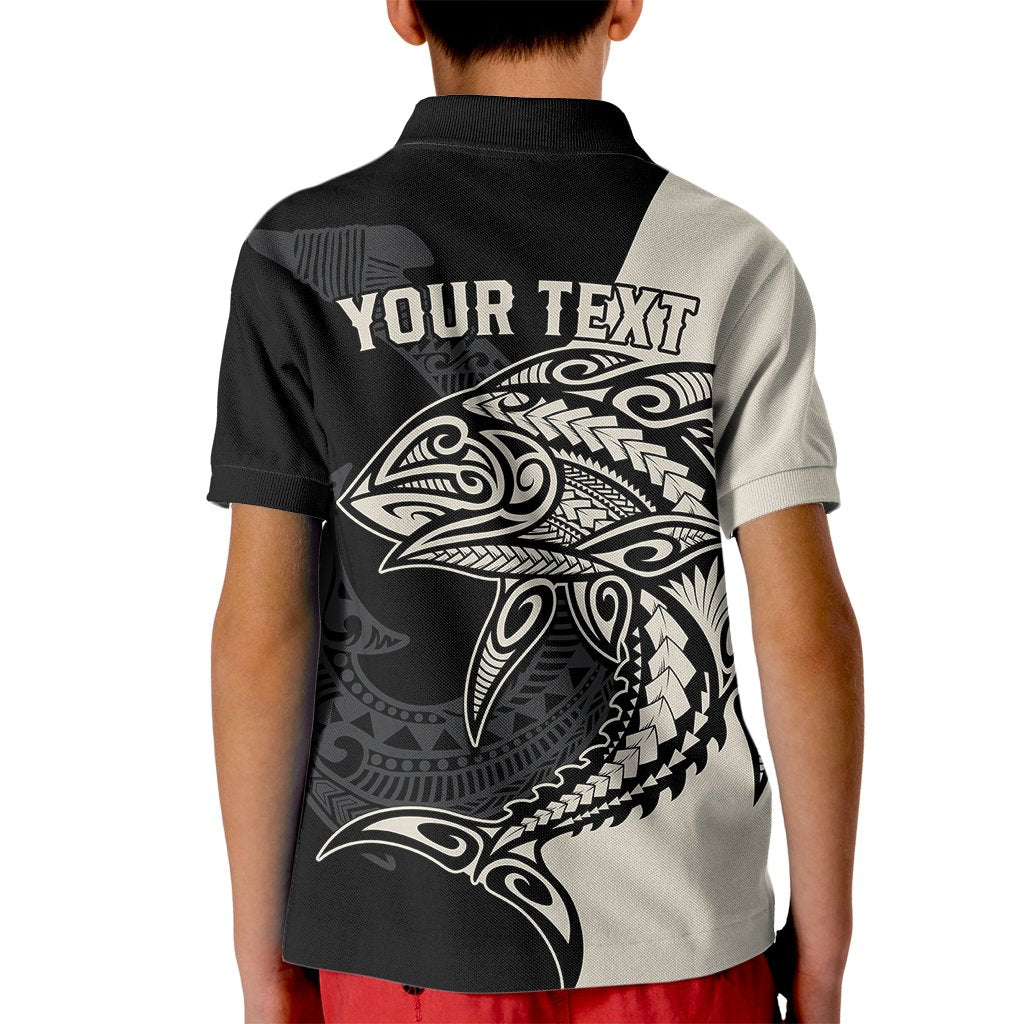 Personalised Polynesia Fishing Kid Polo Shirt With Maori Hei Matau Fish Hook Gold Art - Wonder Print Shop