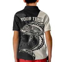 Personalised Polynesia Fishing Kid Polo Shirt With Maori Hei Matau Fish Hook Gold Art - Wonder Print Shop