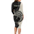 Personalised Polynesia Fishing Long Sleeve Bodycon Dress With Maori Hei Matau Fish Hook Gold Art - Wonder Print Shop
