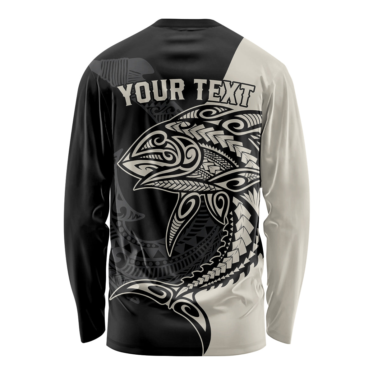 Personalised Polynesia Fishing Long Sleeve Shirt With Maori Hei Matau Fish Hook Gold Art - Wonder Print Shop