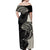 Personalised Polynesia Fishing Off Shoulder Maxi Dress With Maori Hei Matau Fish Hook Gold Art - Wonder Print Shop