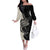 Personalised Polynesia Fishing Off The Shoulder Long Sleeve Dress With Maori Hei Matau Fish Hook Gold Art - Wonder Print Shop