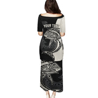Personalised Polynesia Fishing Puletasi With Maori Hei Matau Fish Hook Gold Art - Wonder Print Shop