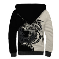 Personalised Polynesia Fishing Sherpa Hoodie With Maori Hei Matau Fish Hook Gold Art - Wonder Print Shop