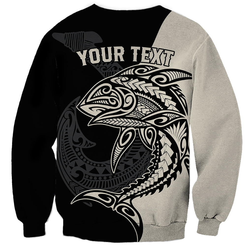 Personalised Polynesia Fishing Sweatshirt With Maori Hei Matau Fish Hook Gold Art - Wonder Print Shop