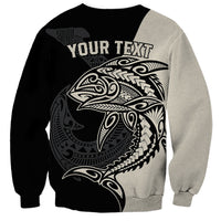 Personalised Polynesia Fishing Sweatshirt With Maori Hei Matau Fish Hook Gold Art - Wonder Print Shop