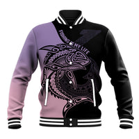 Personalised Polynesia Fishing Baseball Jacket With Maori Hei Matau Fish Hook Pastel Art LT9 - Wonder Print Shop