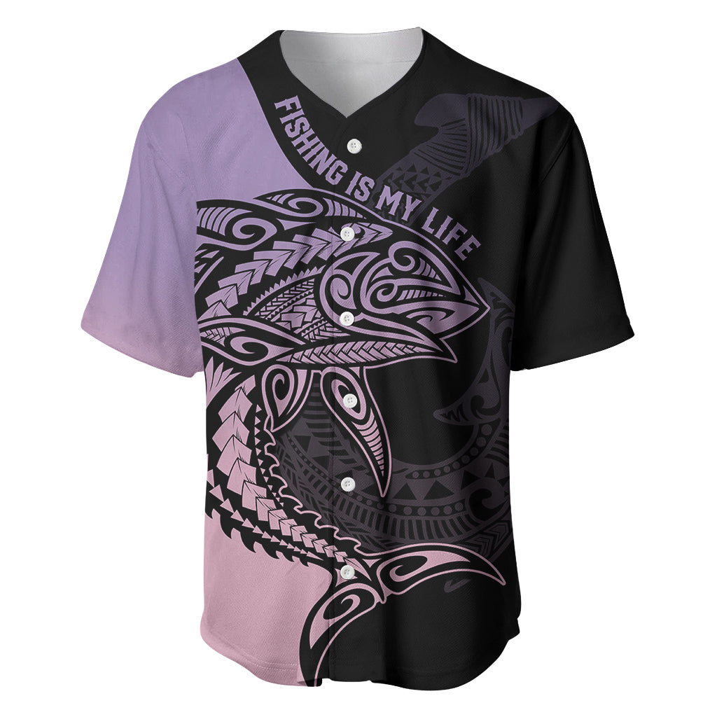 Personalised Polynesia Fishing Baseball Jersey With Maori Hei Matau Fish Hook Pastel Art LT9 - Wonder Print Shop