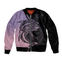 Personalised Polynesia Fishing Bomber Jacket With Maori Hei Matau Fish Hook Pastel Art LT9 - Wonder Print Shop