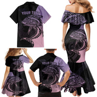 Personalised Polynesia Fishing Family Matching Mermaid Dress and Hawaiian Shirt With Maori Hei Matau Fish Hook Pastel Art LT9 - Wonder Print Shop