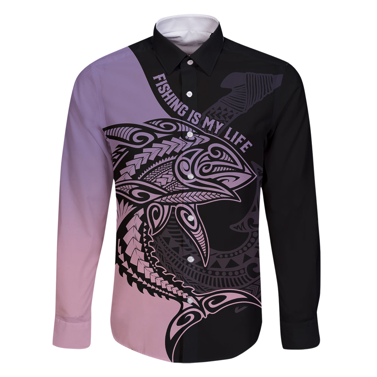 Personalised Polynesia Fishing Family Matching Off Shoulder Long Sleeve Dress and Hawaiian Shirt With Maori Hei Matau Fish Hook Pastel Art - Wonder Print Shop