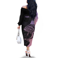 Personalised Polynesia Fishing Family Matching Off Shoulder Long Sleeve Dress and Hawaiian Shirt With Maori Hei Matau Fish Hook Pastel Art - Wonder Print Shop