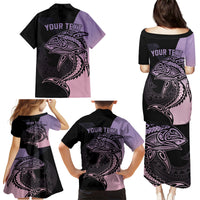 Personalised Polynesia Fishing Family Matching Puletasi Dress and Hawaiian Shirt With Maori Hei Matau Fish Hook Pastel Art - Wonder Print Shop