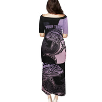 Personalised Polynesia Fishing Family Matching Puletasi Dress and Hawaiian Shirt With Maori Hei Matau Fish Hook Pastel Art - Wonder Print Shop