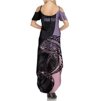 Personalised Polynesia Fishing Family Matching Summer Maxi Dress and Hawaiian Shirt With Maori Hei Matau Fish Hook Pastel Art - Wonder Print Shop
