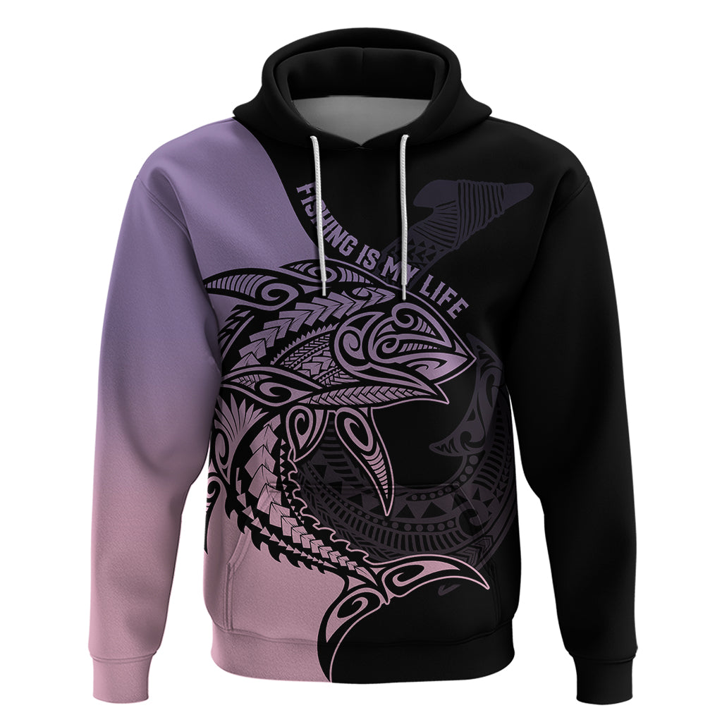 Personalised Polynesia Fishing Hoodie With Maori Hei Matau Fish Hook Pastel Art - Wonder Print Shop