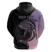 Personalised Polynesia Fishing Hoodie With Maori Hei Matau Fish Hook Pastel Art - Wonder Print Shop