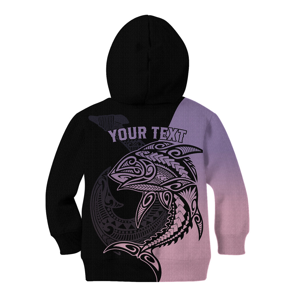 Personalised Polynesia Fishing Kid Hoodie With Maori Hei Matau Fish Hook Pastel Art - Wonder Print Shop