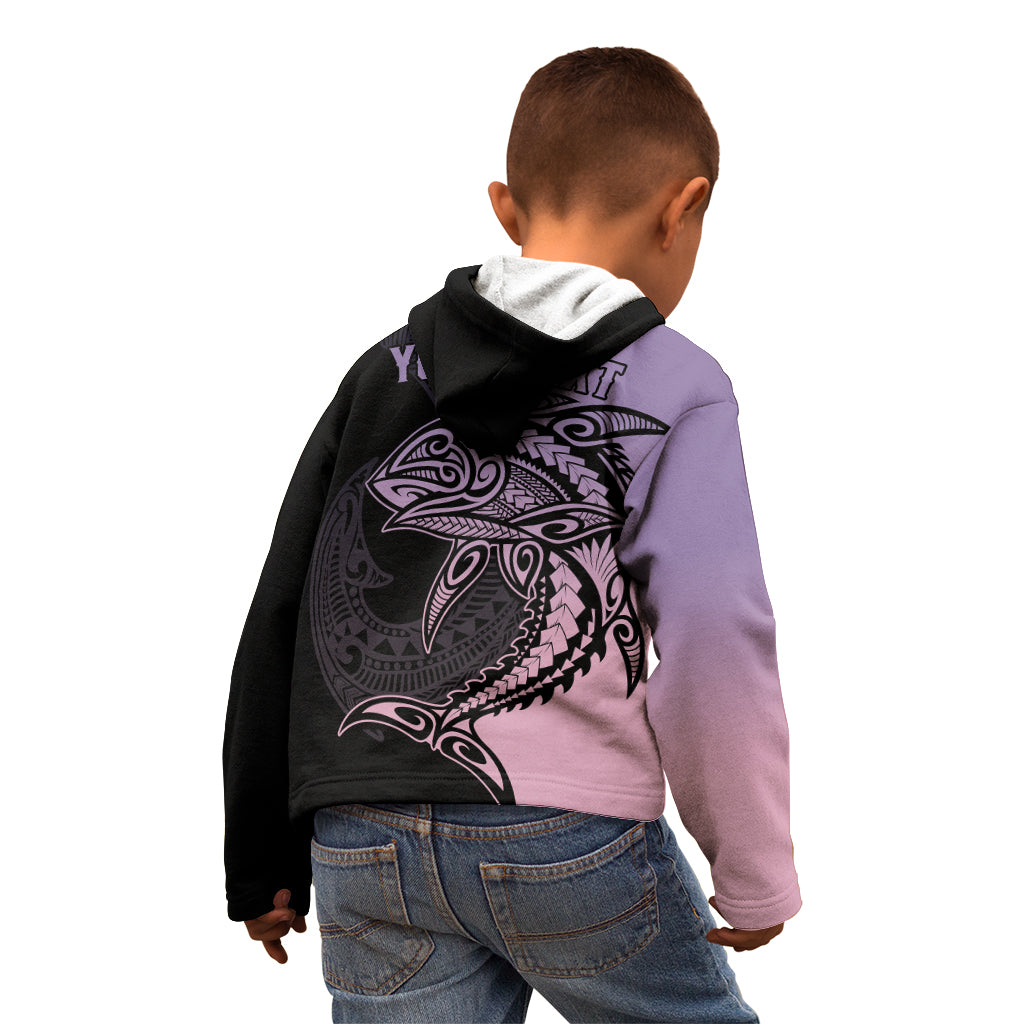 Personalised Polynesia Fishing Kid Hoodie With Maori Hei Matau Fish Hook Pastel Art - Wonder Print Shop
