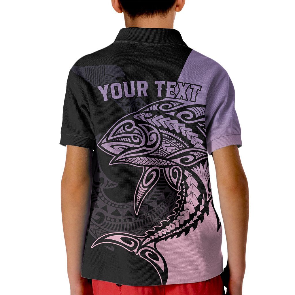 Personalised Polynesia Fishing Kid Polo Shirt With Maori Hei Matau Fish Hook Pastel Art - Wonder Print Shop