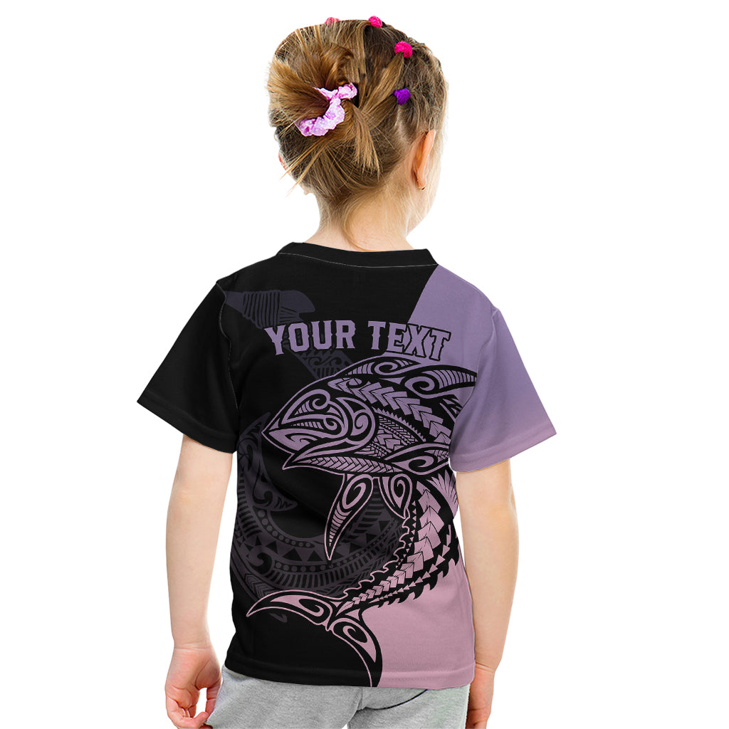 Personalised Polynesia Fishing Kid T Shirt With Maori Hei Matau Fish Hook Pastel Art - Wonder Print Shop