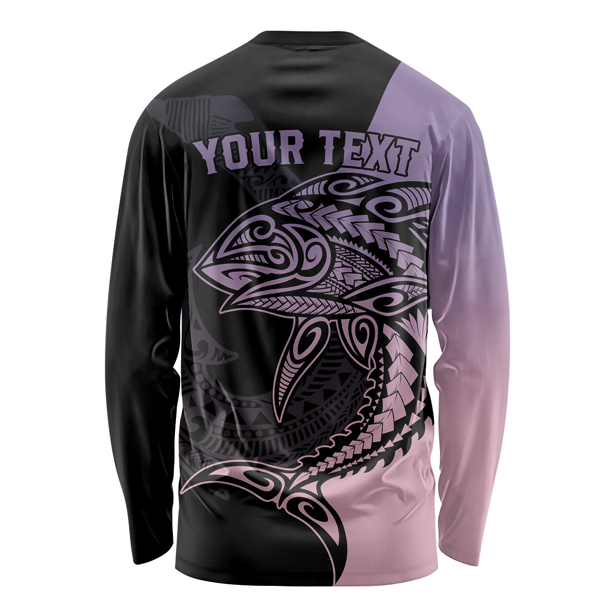 Personalised Polynesia Fishing Long Sleeve Shirt With Maori Hei Matau Fish Hook Pastel Art - Wonder Print Shop