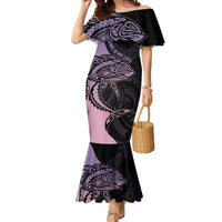 Personalised Polynesia Fishing Mermaid Dress With Maori Hei Matau Fish Hook Pastel Art - Wonder Print Shop