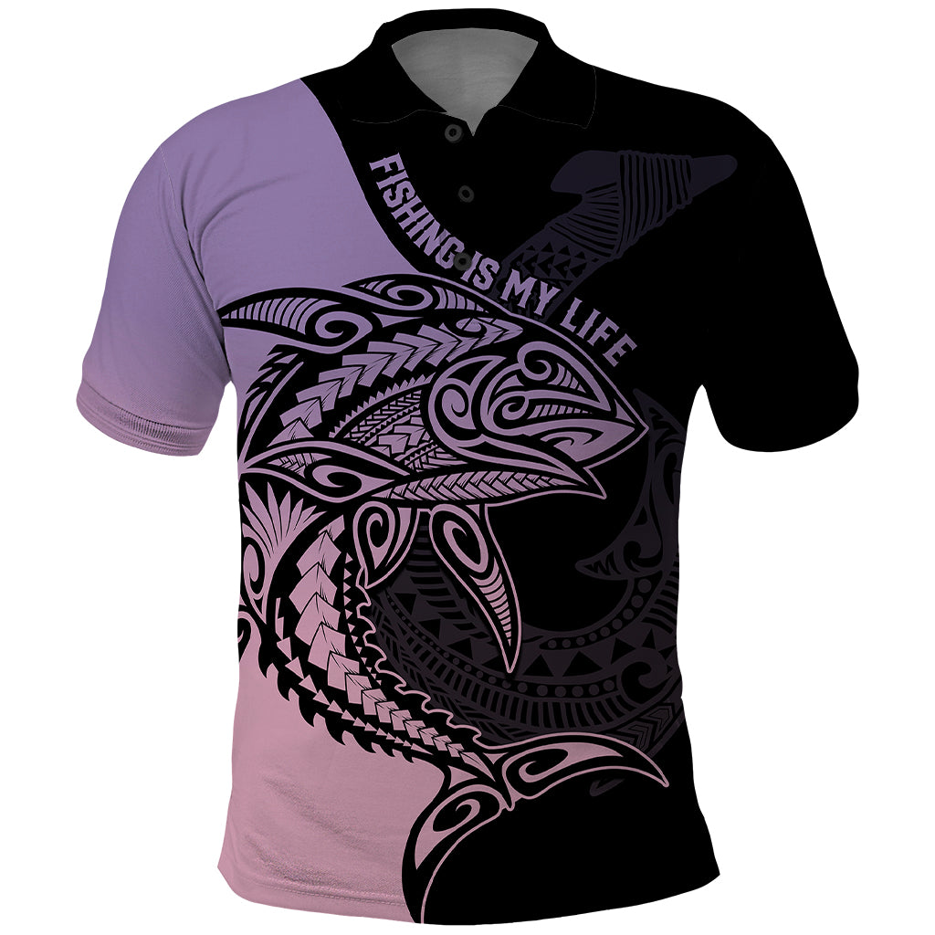 Personalised Polynesia Fishing Polo Shirt With Maori Hei Matau Fish Hook Pastel Art - Wonder Print Shop