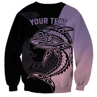 Personalised Polynesia Fishing Sweatshirt With Maori Hei Matau Fish Hook Pastel Art - Wonder Print Shop