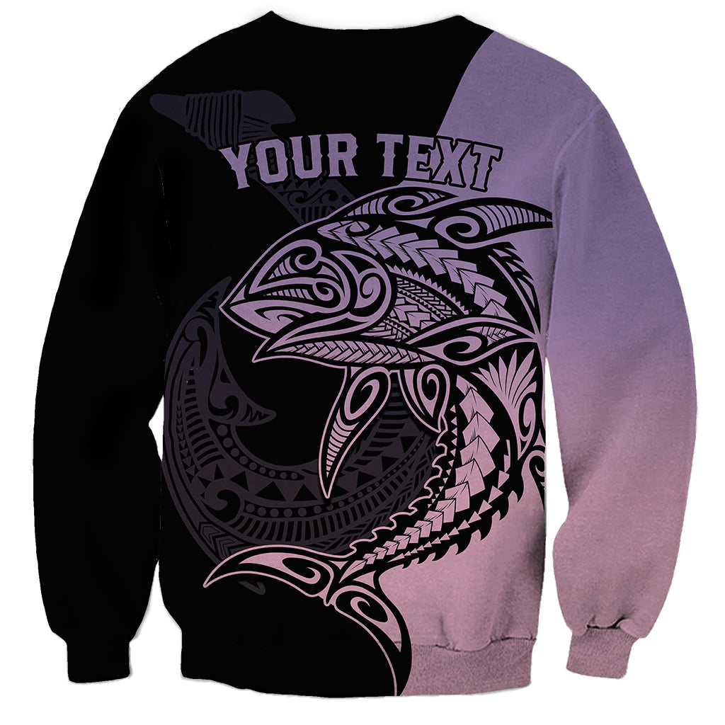 Personalised Polynesia Fishing Sweatshirt With Maori Hei Matau Fish Hook Pastel Art - Wonder Print Shop