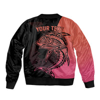 Personalised Polynesia Fishing Bomber Jacket With Maori Hei Matau Fish Hook Pink Art LT9 - Wonder Print Shop