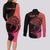 Personalised Polynesia Fishing Couples Matching Long Sleeve Bodycon Dress and Long Sleeve Button Shirts With Maori Hei Matau Fish Hook Pink Art LT9 - Wonder Print Shop