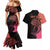 Personalised Polynesia Fishing Couples Matching Mermaid Dress and Hawaiian Shirt With Maori Hei Matau Fish Hook Pink Art LT9 - Wonder Print Shop