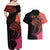 Personalised Polynesia Fishing Couples Matching Off Shoulder Maxi Dress and Hawaiian Shirt With Maori Hei Matau Fish Hook Pink Art LT9 - Wonder Print Shop