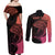 Personalised Polynesia Fishing Couples Matching Off Shoulder Maxi Dress and Long Sleeve Button Shirts With Maori Hei Matau Fish Hook Pink Art LT9 - Wonder Print Shop