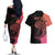 Personalised Polynesia Fishing Couples Matching Off The Shoulder Long Sleeve Dress and Hawaiian Shirt With Maori Hei Matau Fish Hook Pink Art LT9 - Wonder Print Shop