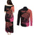 Personalised Polynesia Fishing Couples Matching Puletasi Dress and Long Sleeve Button Shirts With Maori Hei Matau Fish Hook Pink Art LT9 - Wonder Print Shop