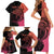 Personalised Polynesia Fishing Family Matching Short Sleeve Bodycon Dress and Hawaiian Shirt With Maori Hei Matau Fish Hook Pink Art - Wonder Print Shop