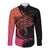 Personalised Polynesia Fishing Long Sleeve Button Shirt With Maori Hei Matau Fish Hook Pink Art - Wonder Print Shop