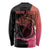 Personalised Polynesia Fishing Long Sleeve Shirt With Maori Hei Matau Fish Hook Pink Art - Wonder Print Shop