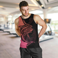 Personalised Polynesia Fishing Men Tank Top With Maori Hei Matau Fish Hook Pink Art - Wonder Print Shop